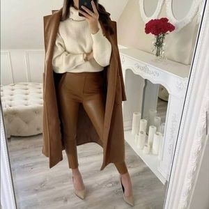Zara Faux leather Camel color pants size Small